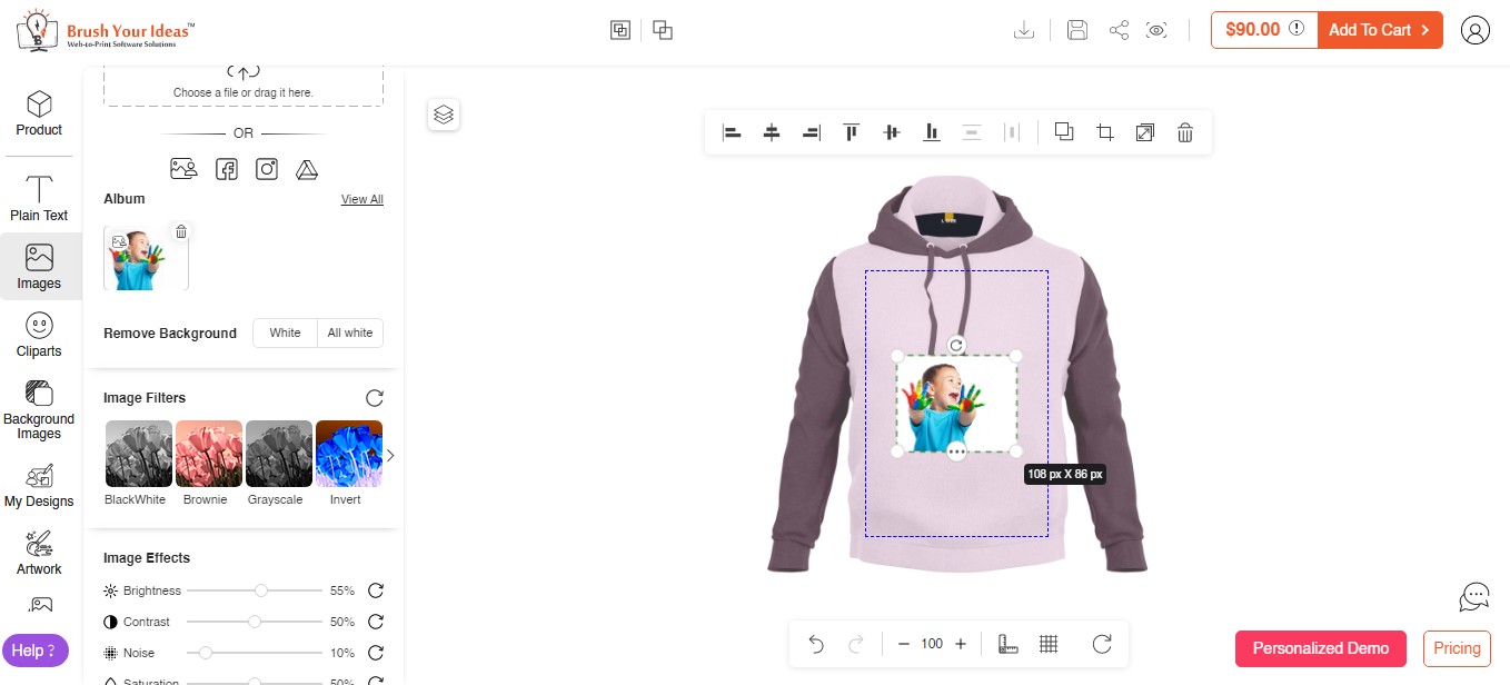 Easy custom image upload personal touch