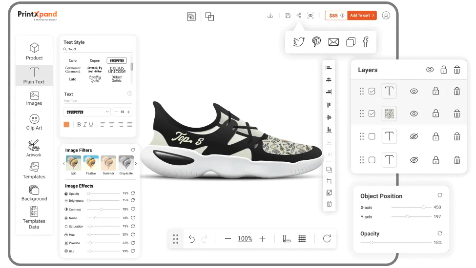 Shoe Design Tool - Text Features