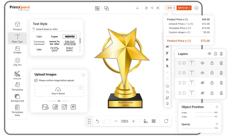Trophy Design Software - Advanced Feature